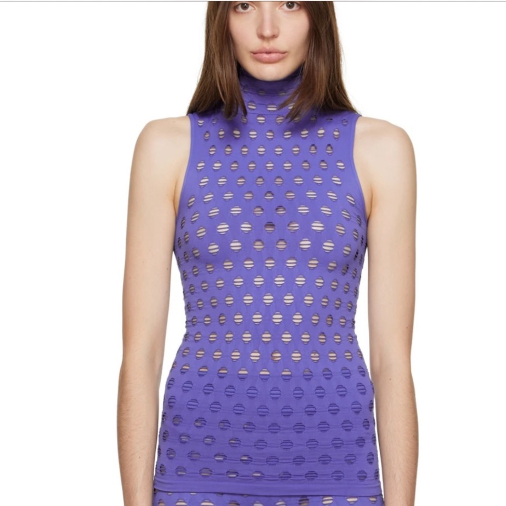 NWT Maisie Wilen Perforated Top. One Size. Purple (Midnight) $267 FARFETCH